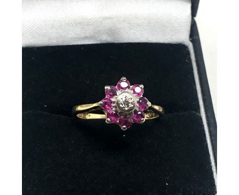 18ct gold vintage diamond &amp; ruby ring (2.6g) 