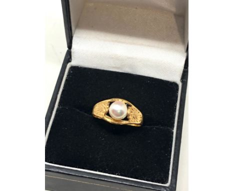 Antique 18ct gold pearl dress ring (1.6g) 