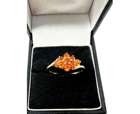 9ct Gold Orange Gemstone Cluster Dress Ring (2.4g) 