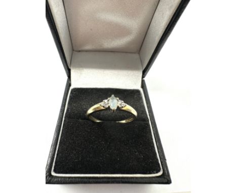 9ct Gold Aquamarine And Diamond Dress Ring - Split In Band (2g) 