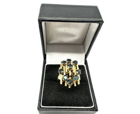 14ct Gold Sapphire Brutalist Style Ring (6.8g) 