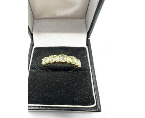 9ct Yellow Gold Diamond &amp; Green Sapphire Ring (2.3g) 