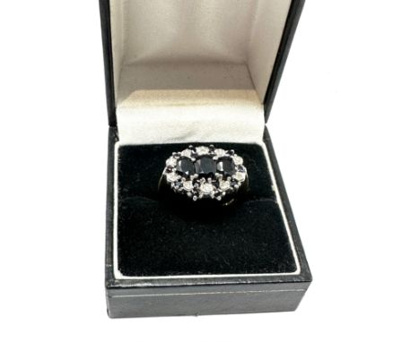 9ct gold sapphire &amp; diamond ring weight 6g 