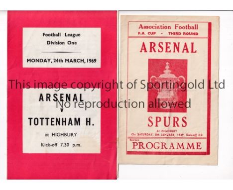 ARSENAL V TOTTENHAM HOTSPUR     Two pirate issue programmes for matches at Arsenal 8/1/1949 FA Cup by Buick, slightly creased