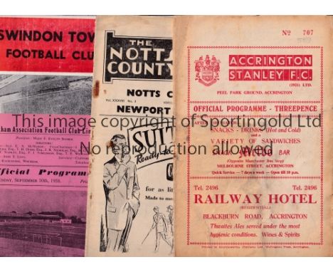1958/9 NEWPORT COUNTY AWAYS   Nineteen aways at Accrington marks, Notts County rusty staples, Wrexham small holes, Swindon fo