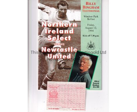 GEORGE BEST    Programme and ticket for the Billy Bingham Testimonial 12/8/1994 in which Best played.     Good