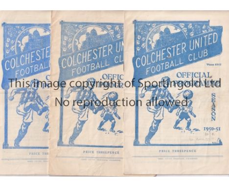 COLCHESTER UNITED 1950/1 / FIRST LEAGUE SEASON     Twenty two home League programmes, missing only v Northampton plus the han