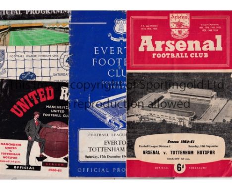 TOTTENHAM HOTSPUR 1960/1     Five away programmes v Arsenal, Everton, Man Utd. token intact, Sheff. Weds. and Wolves. All are