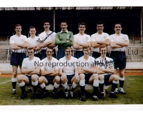 TOTTENHAM   Autographed 12 x 8 colour photo showing players posing for photographers during a photo-shoot at White Hart Lane 