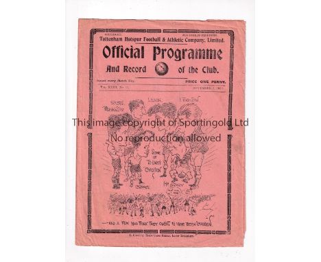 FOOTBALL LEAGUE V SCOTTISH LEAGUE AT TOTTENHAM 1930    Programme for the Inter-League match at White Hart Lane 5/11/1930, sli