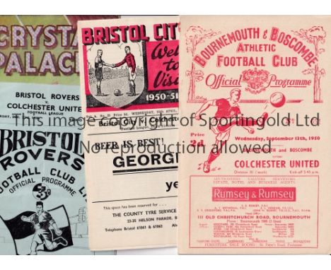 COLCHESTER UNITED 1950/1 / FIRST LEAGUE SEASON     Twenty three away programmes including 21 League missing only Aldershot an