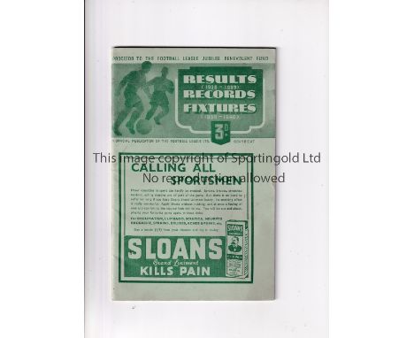 TOTTENHAM HOTSPUR V ARSENAL / FL JUBILEE    Programme for the match at Tottenham 19/8/1939.    Good