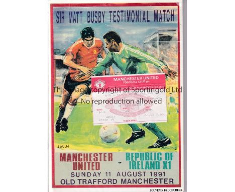 GEORGE BEST      Programme and ticket for the Matt Busby Testimonial 11/8/1991 in which Best played.    Good