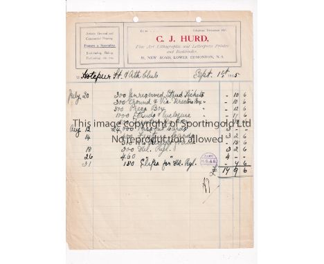 TOTTENHAM HOTSPUR     A credit note and 4 invoices relating to Spurs in 1925.    Generally good