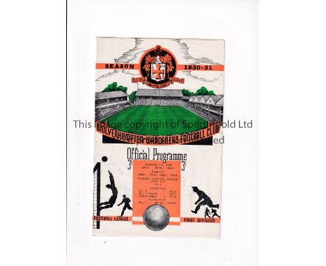 WOLVES V TOTTENHAM HOTPSUR 1950/1    Programme for the League  match at Woles 16/9/1950 in Tottenham's Championship season. V