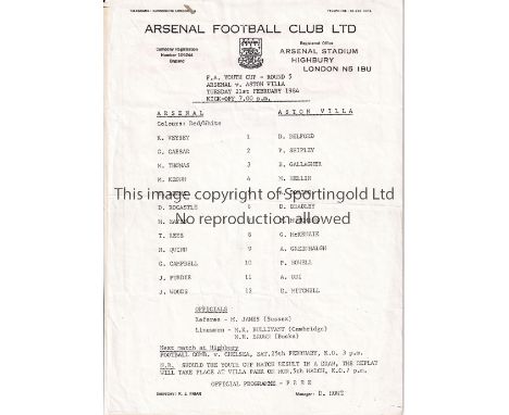ARSENAL     Seven single sheet home programmes for Youth Cup matches v. Aston Villa 83/4, Luton 85/6 scores entered, Millwall