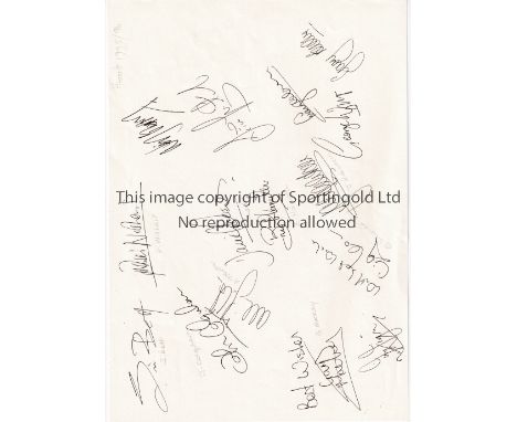 HEARTS AUTOGRAPHS 1995/6      A signed A4 sheet by 15 players including Bett, Colqhoun, Johnston, Wishart, Hamilton, Leitch, 