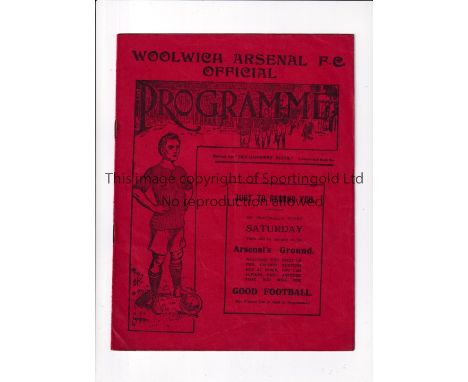 WOOLWICH ARSENAL V FULHAM 1914 / FIRST SEASON AT HIGHBURY    Programme for the League match in the first season at Highbury o