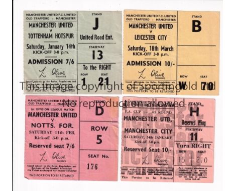 MANCHESTER UNITED    Four home tickets v. Nottingham Forest and Leicester City 66/7, Tottenham Hotspur 67/8 and Manchester Ci