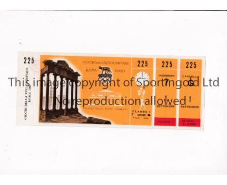 1960 OLYMPICS ROME / CASSIUS CLAY / MUHAMMAD ALI      Unused ticket for Boxing on 1/9/1960 which included Cassius Clay v Genn