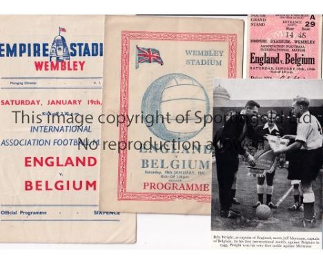ENGLAND V BELGIUM 1946     Official programme, horizontal crease and team changes, pirate issue by Victor, slightly creased, 