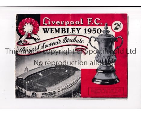 1950 FA CUP FINAL / LIVERPOOL     Official Players' Souvenir Brochure for Wembley 1950 v. Arsenal, slightly damaged back cove