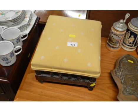 A small late Victorian yellow upholstered stool