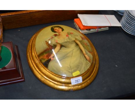 A gilt framed oval portrait study of a seated lady  AF