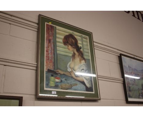 A large framed and glazed coloured portrait print