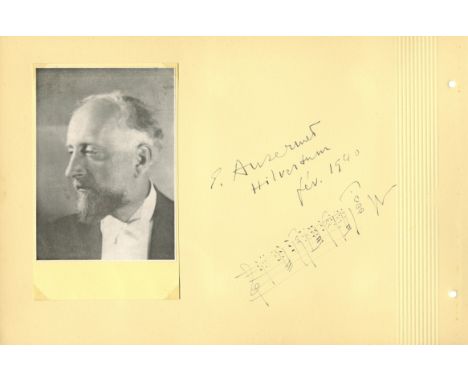 ANSERMET ERNEST: (1883-1969) Swiss Conductor and Musicologist. Attractive A.M.Q.S., E. Ansermet, on a large oblong 4to page r