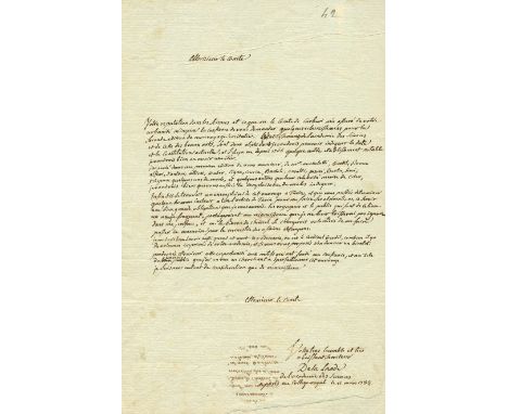 LALANDE JOSEPH: (1732-1807) French Astronomer, Freemason and Writer. A.L.S., Dela Lande, one page, 8vo, Paris, 15th March 178