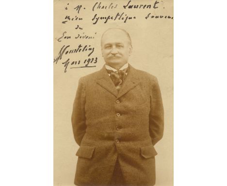 COURTELINE GEORGES: (1858-1929) French Novelist. Signed and inscribed postcard photograph, the front image showing the French