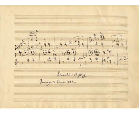 ROSSINI GIOACHINO: (1792-1868) Italian Composer. Rare A.M.Q.S., Gioachino Rossini, one page, oblong folio manuscript paper, F