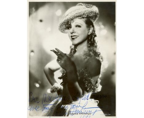 PRINTEMPS YVONNE: (1894-1977) French Singer & Actress. She married Sacha Guitry. Vintage signed and inscribed 7 x 9 photograp