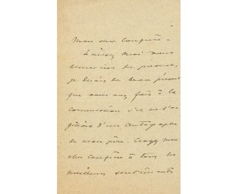 DUMAS ALEXANDRE: Fils (1824-1895) French Author and Dramatist. A.L.S., A. Dumas, two pages, 8vo, Paris, [5th March 1895], to 