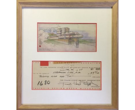 WRIGHT FRANK LLOYD: (1867-1959) American Architect, Designer and Writer. Wright created an architectural philosophy he named 