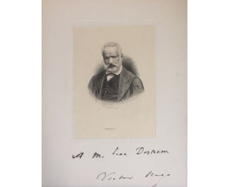 HUGO VICTOR: (1802-1885) French Poet and Novelist. An excellent vintage signed and inscribed printed 8.5 x 10.5 engraved port