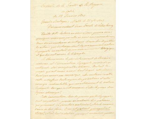 [SOULT NICOLAS JEAN DE DIEU]: (1769-1851) Marshal of France, Duc de Dalmatie. An interesting and lengthy contemporary manuscr