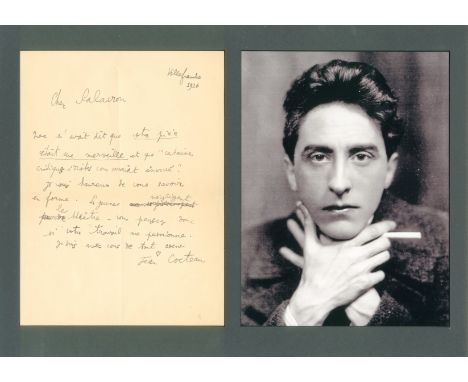 COCTEAU JEAN: (1889-1963) French Poet, Novelist &amp; Director. A good A.L.S., Jean Cocteau, adding a heart sketch above, one