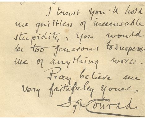 CONRAD JOSEPH: (1857-1924) Polish-born English Novelist. Portion of an A.L.S., Jph. Conrad, being the lower half of an 8vo pa