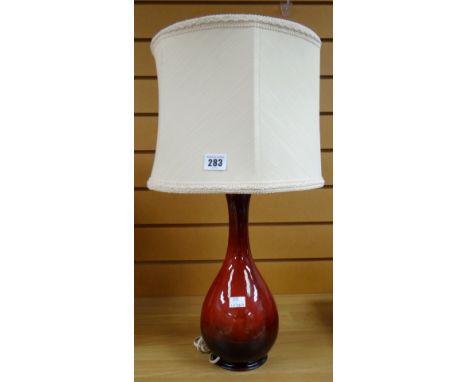 A Moorcroft pottery Flambe table lamp &amp; shade Condition reports provided on request by email for this auction otherwise i