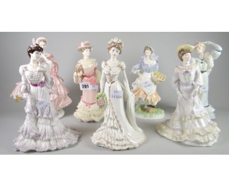 A group of seven figurines by Coalport / Royal Worcester Condition reports provided on request by email for this auction othe