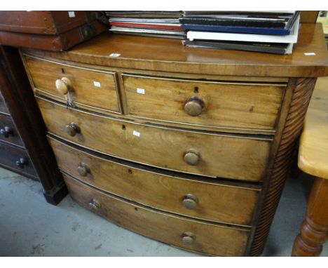 A Victorian bow front chest of three long and two short drawers Condition reports provided on request by email for this aucti