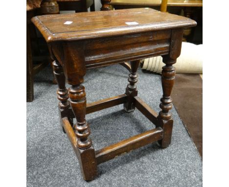 A good rustic joined oak stool, possibly nineteenth century Condition reports provided on request by email for this auction o
