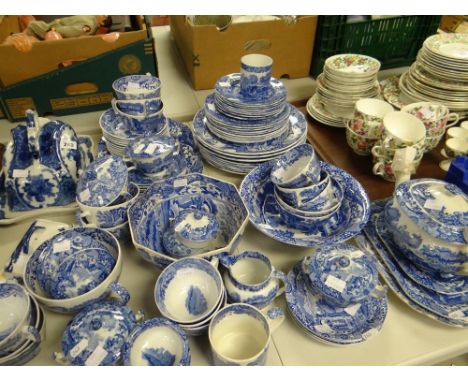 A collection of Copeland Spode Italian blue &amp; white table ware together with two blue &amp; white pottery cheese dishes &