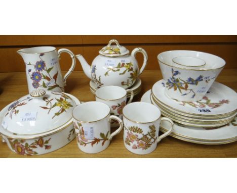 A quantity of Royal Worcester floral tea and tableware decorated with wildflowers in gilding and enamels Condition reports p