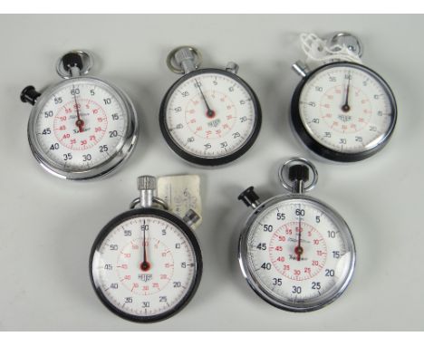 Group of five stopwatches to include Heuer and Hanhart (5) Condition reports provided on request by email for this auction ot