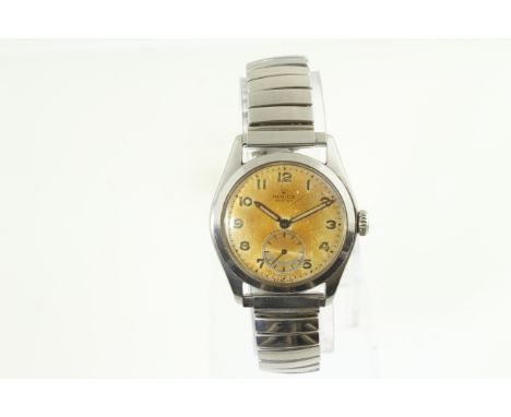 ROLEX - An early 1950's stainless steel ROLEX Oyster Precision manual-wind gents wristwatch, with original crown, on later ex