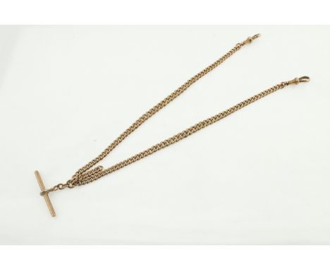 A 9ct H/M double albert chain, approx 29.8gms
