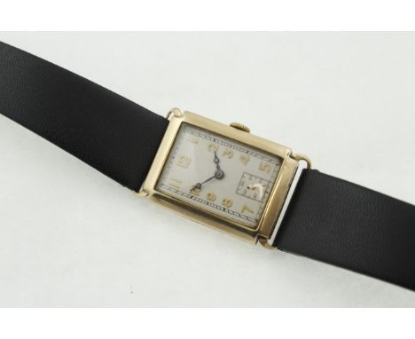 A 1930's gents wristwatch, H/M Chester 1938, ELSINOR working manual-wind 15 jewel movement, later black leather strap